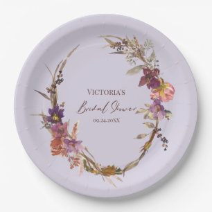 Lavender Watercolor Wildflower Paper Plates