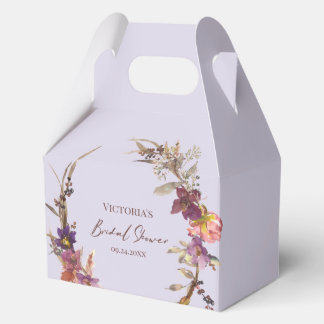 Lavender Watercolor Wildflower Wreath Favour Box