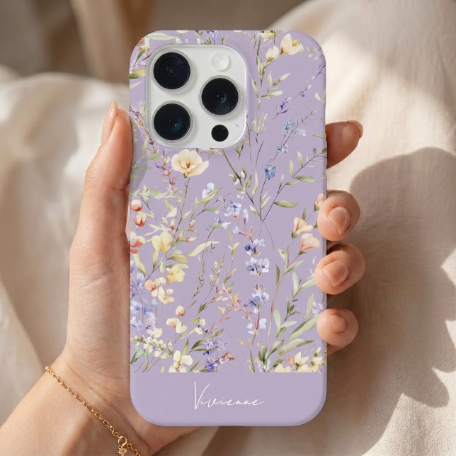 Lavender Watercolor Wildflowers  iPhone Case (Creator Uploaded)