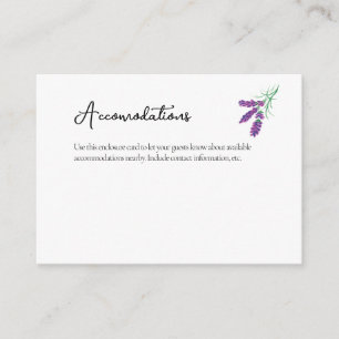 Lavender Wedding Accommodations Enclosure Card