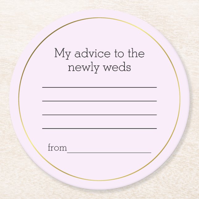 Lavender Wedding Advice Paper Coaster (Front)