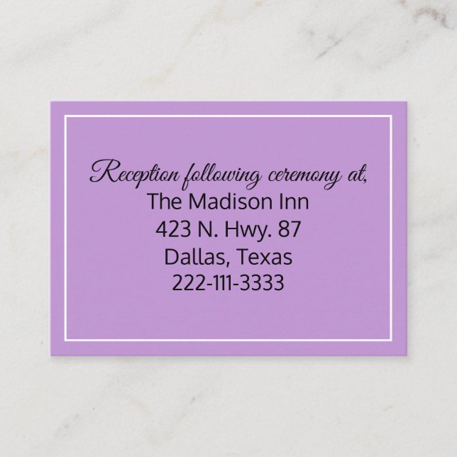 Lavender Wedding enclosure cards (Front)