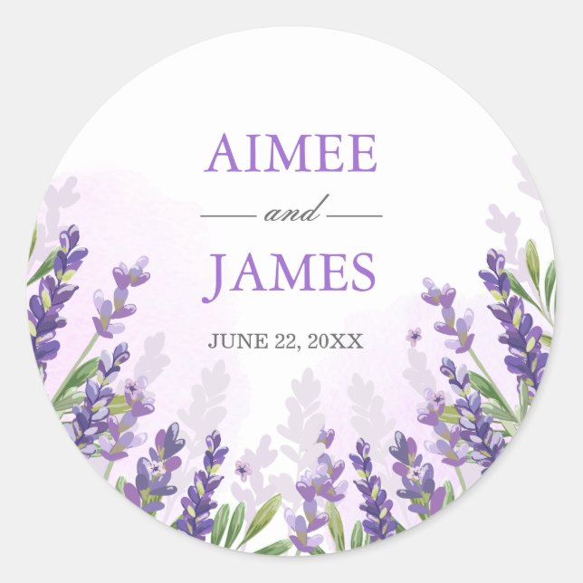 Lavender Wedding Envelope Seal Elegant Sticker (Front)