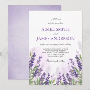 Lavender Wedding Invitation Rustic Elegant Floral