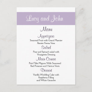 Lavender Wedding Menu Cards