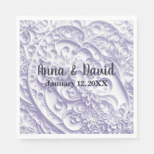 Lavender Wedding Paper Quilling Daisy Design Napkin