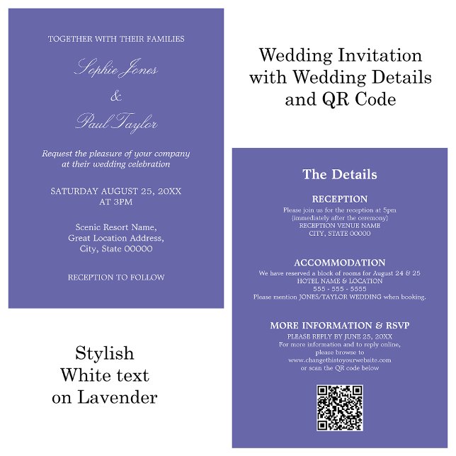 Lavender Wedding QR Code RSVP Invitation (Creator Uploaded)