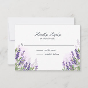 Lavender wedding RSVP card Rustic Purple Floral