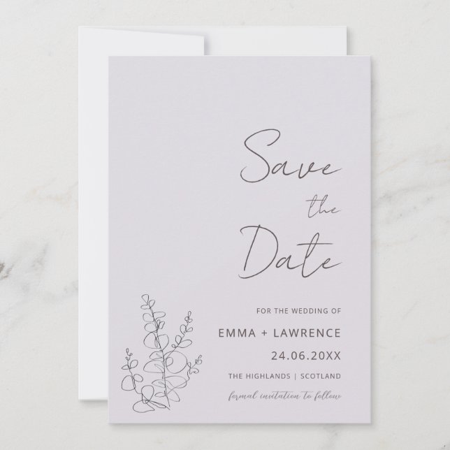 Lavender Wedding Save the Date Cards (Front)