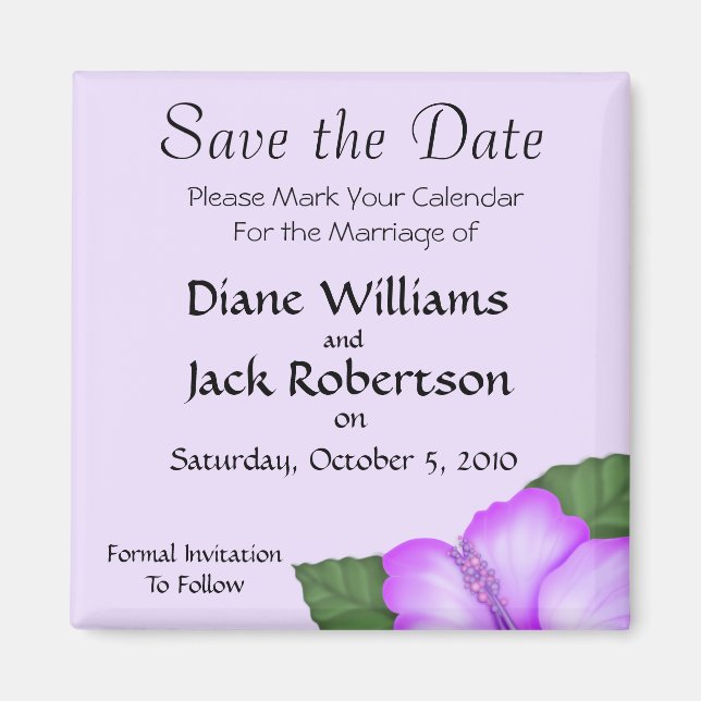 Lavender Wedding Save the Date Magnet (Front)