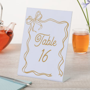 Lavender Wedding Table Number Acrylic Pedestal Sign