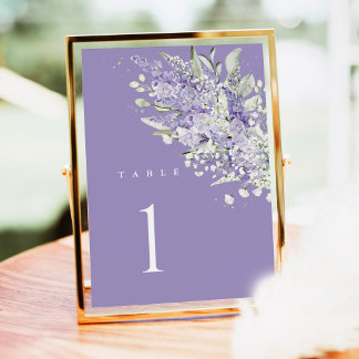 Lavender Wedding Table Numbers, Sage Green Floral