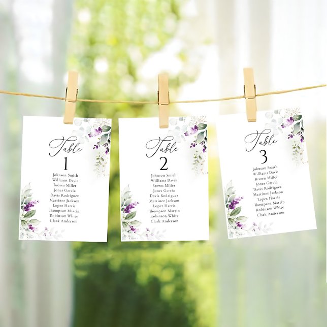 Lavender Wedding Table Seating Chart Cards (Creator Uploaded)