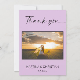 Lavender Wedding Thank You Photo Card