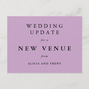 Lavender Wedding Venue Change Update Card