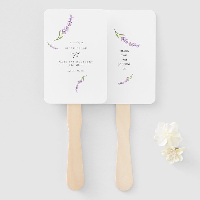 Lavender Welcome Outdoor Wedding Hand Fan (Front and Back)