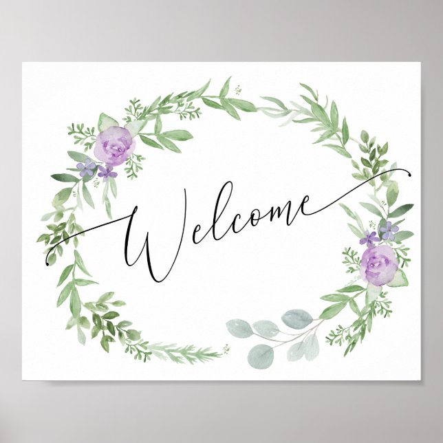 Lavender Welcome Sign - wedding orshower (Front)