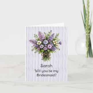 Lavender Whimsical Bouquet Bridesmaid Proposal Card