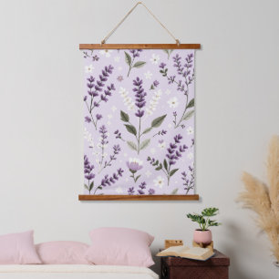 Lavender Whispers – Botanical Embroidery Wall Tape Hanging Tapestry
