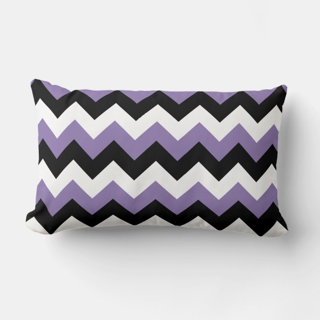 Lavender White Black Zigzag Lumbar Cushion (Front)