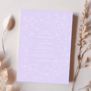 Lavender White Blossom Flowers Wedding Invitation