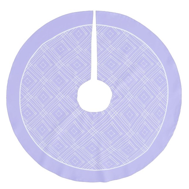 Lavender & White Boho Diamond Pattern Brushed Polyester Tree Skirt (Front)