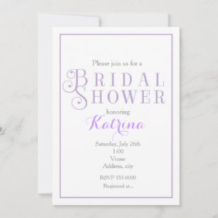 Lavender & White Bridal Shower Classy Invitations