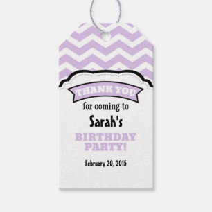 Lavender White Chevron Birthday Thank You Tags