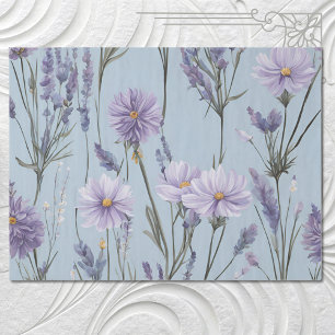 Lavender White Daisy Boho Wildflower Decoupage Tissue Paper
