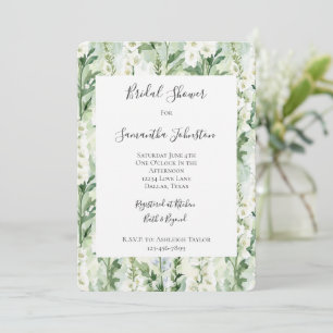 Lavender White Delphinium Flowers Bridal Shower Invitation