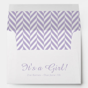Lavender White Due Date Baby Shower Envelopes