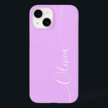 Lavender White Elegant Calligraphy Script Name Case-Mate iPhone 14 Case<br><div class="desc">Lavender Elegant White Calligraphy Script Custom Personalised Name iPhone 14 Smart Phone Cases features a modern and trendy simple and stylish design with your personalised name in elegant hand written calligraphy script typography on a lavender background. Designed by ©Evco Studio www.zazzle.com/store/evcostudio</div>