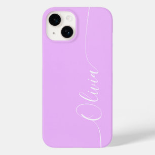 Lavender White Elegant Calligraphy Script Name Case-Mate iPhone 14 Case