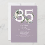 Lavender White Floral Elegant 85th Birthday Party  Invitation<br><div class="desc">White Floral Elegant 85th Lavender Birthday Party Invitation.</div>