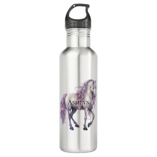 Lavender White Floral Horse  710 Ml Water Bottle