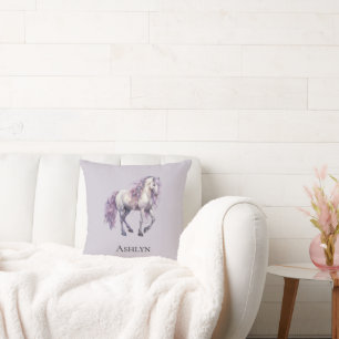 Lavender White Floral Horse Cowgirl   Cushion