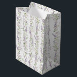 Lavender White Floral Stripes Bridal Shower Medium Gift Bag<br><div class="desc">Lavender White Floral Stripes Bridal Shower</div>