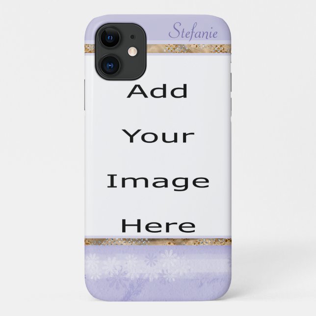 Lavender & White Flowered Border Case-Mate iPhone Case (Back)