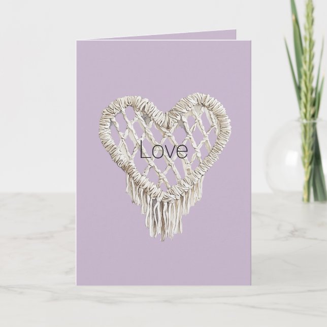 Lavender White Heart Fringe Card (Front)