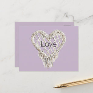 Lavender White Heart Fringe Postcard