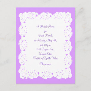 Lavender White Lace Doily Bridal Shower Invitation