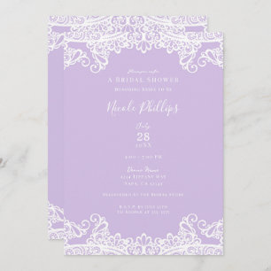 Lavender & White Lace Elegant Bridal Shower  Invitation