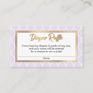 Lavender & White Ogee w Gold Diaper Raffle Tickets Enclosure Card