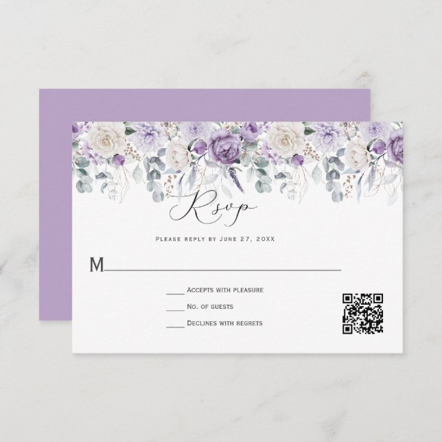 Lavender White Peonies Roses Floral Save The Date (Front/Back)