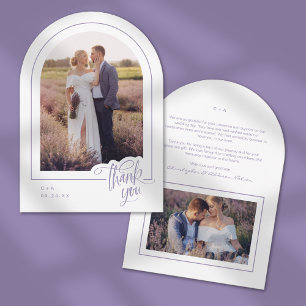 Lavender White Photo Wedding Thank You Card