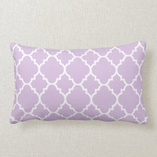 Lavender White Quatrefoil Moroccan Pattern Lumbar Cushion