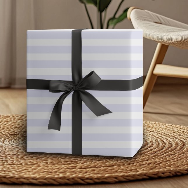 Lavender White Simple Horizontal Striped Wrapping Paper (Creator Uploaded)