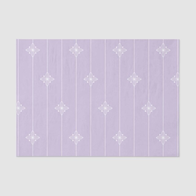 Lavender & White Stripe Geometric Pattern Tissue Paper (Front)