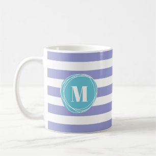 Lavender White Stripes Monogram Coffee Mug