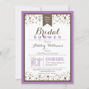 Lavender, White, & Taupe Modern Bridal Shower Invitation